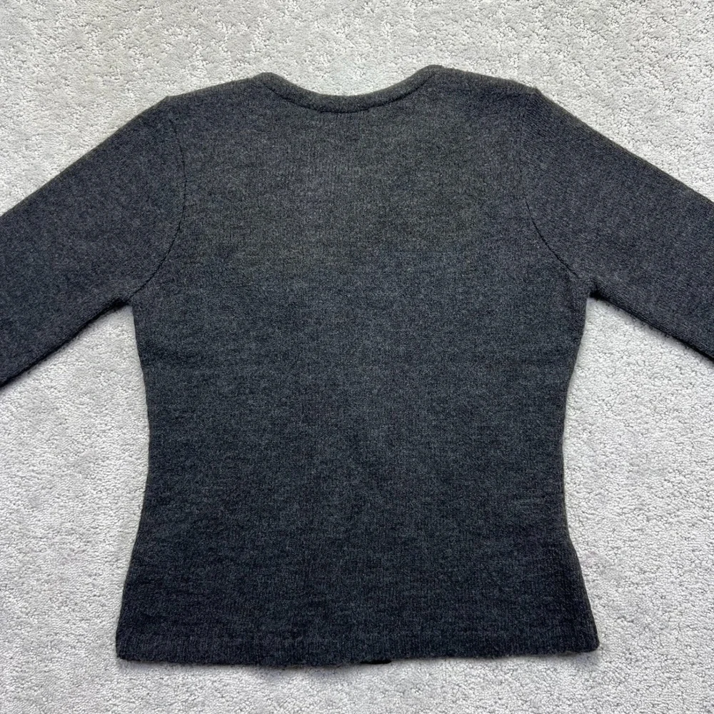 Maryline Cardigan Sweater Womens S Gray Houndstooth Asymmetrical Zip Wool Blend